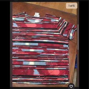 Kathy Lee blouse stripes sequins